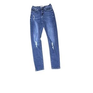 KanCan Distressed Skinny Jeans Curvy High Rise Dark Wash Denim‎ Size 5/26